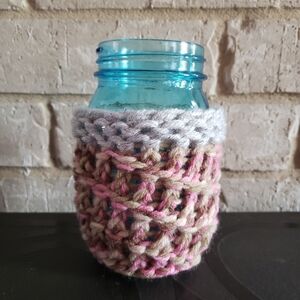 Handmade Knit Mason Jar Koozie cozy